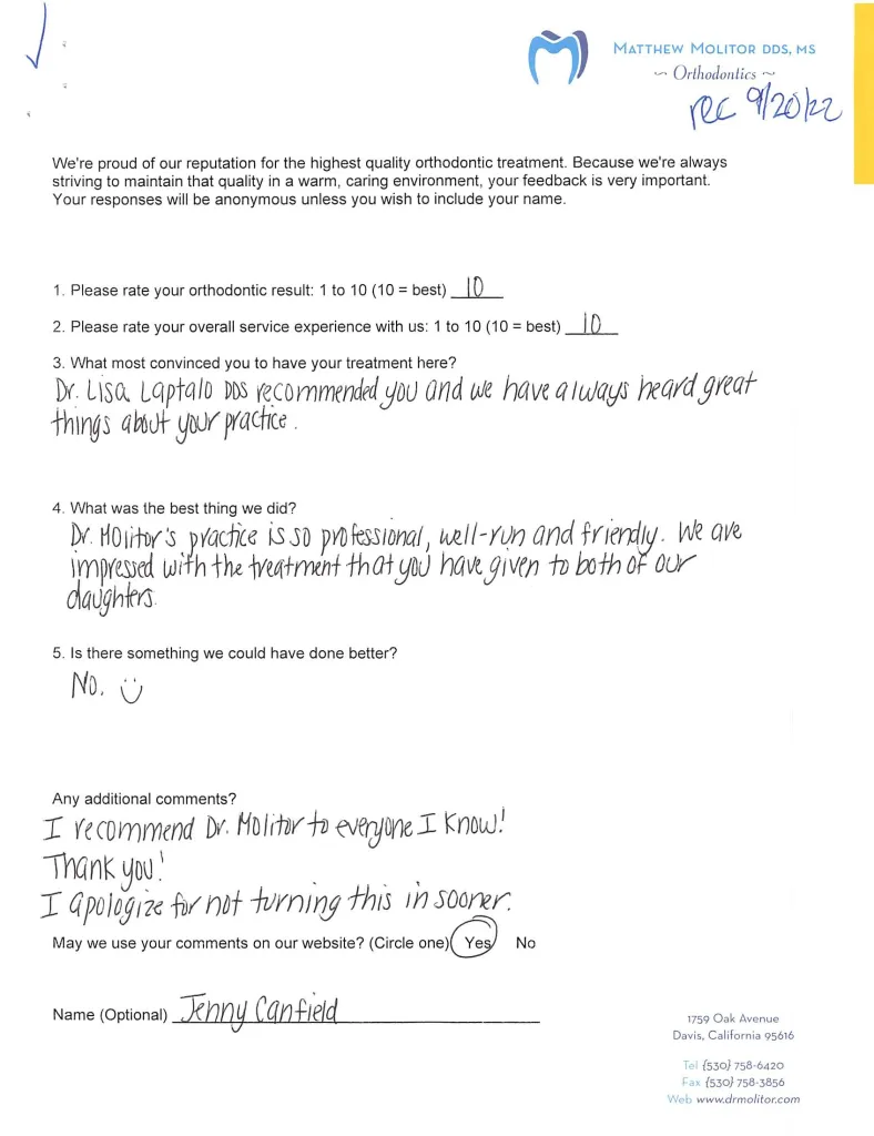 written patient testimonial