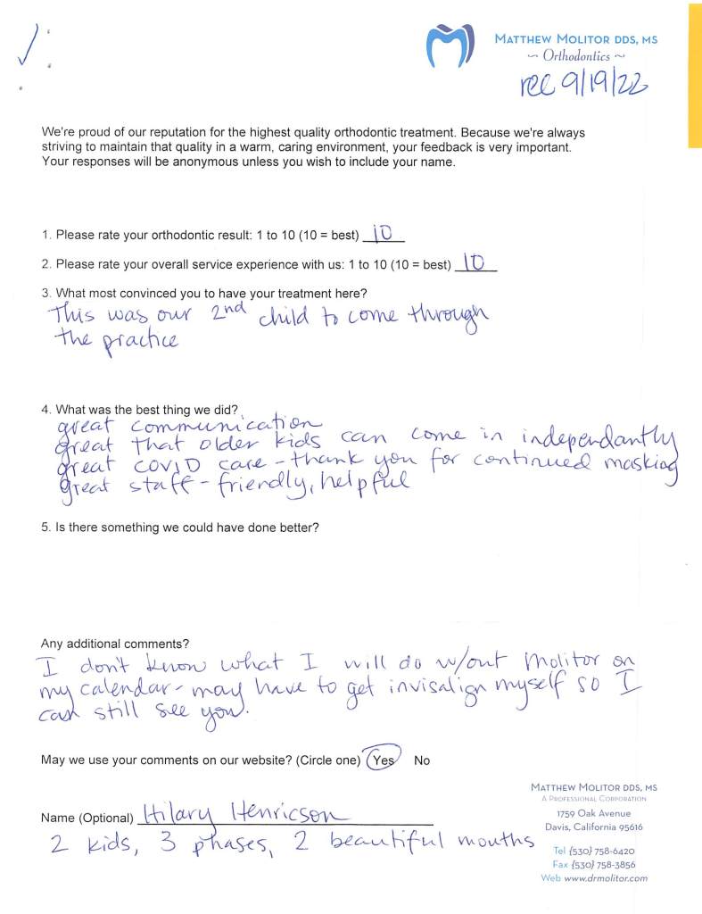 written patient testimonial