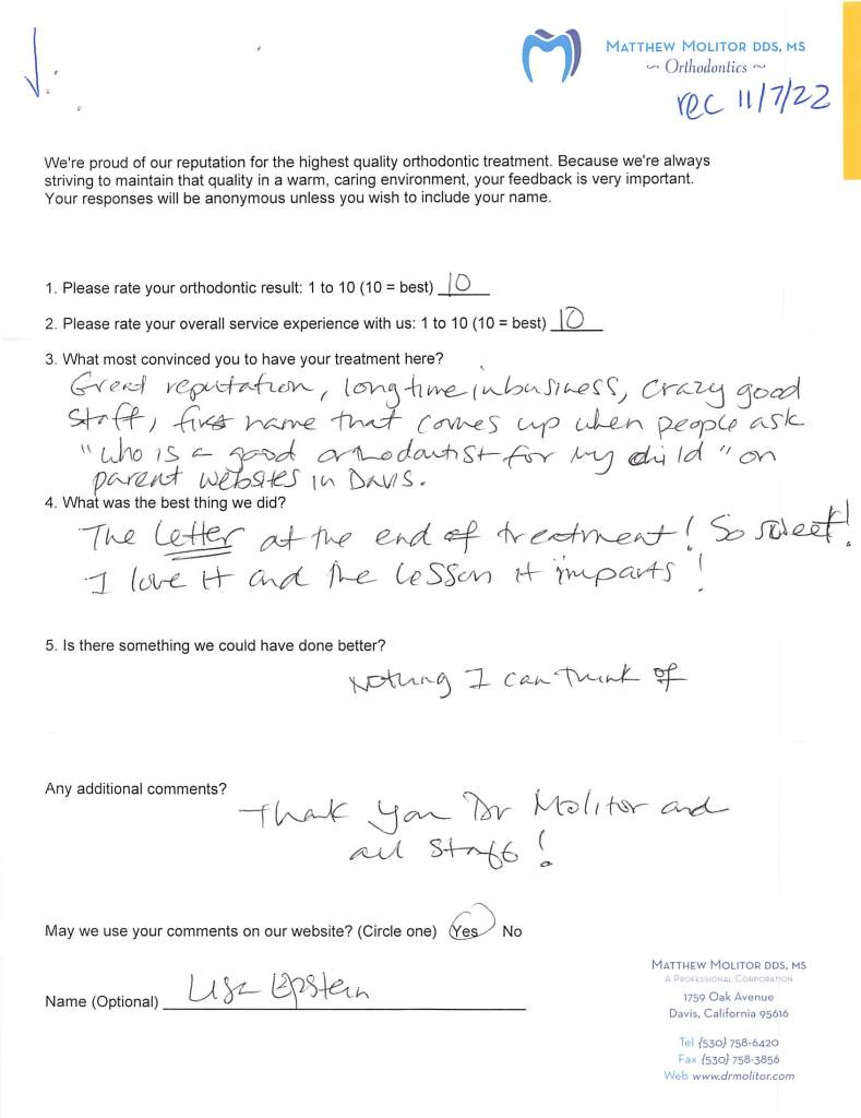 written patient testimonial
