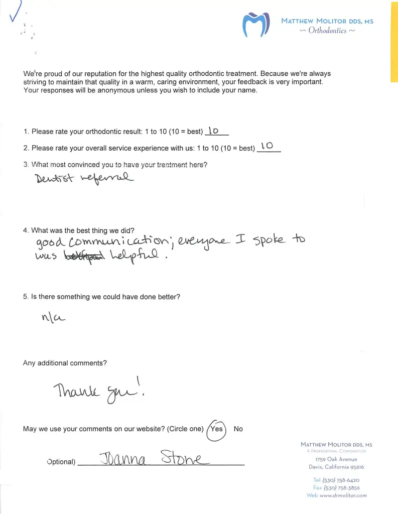 written patient testimonial