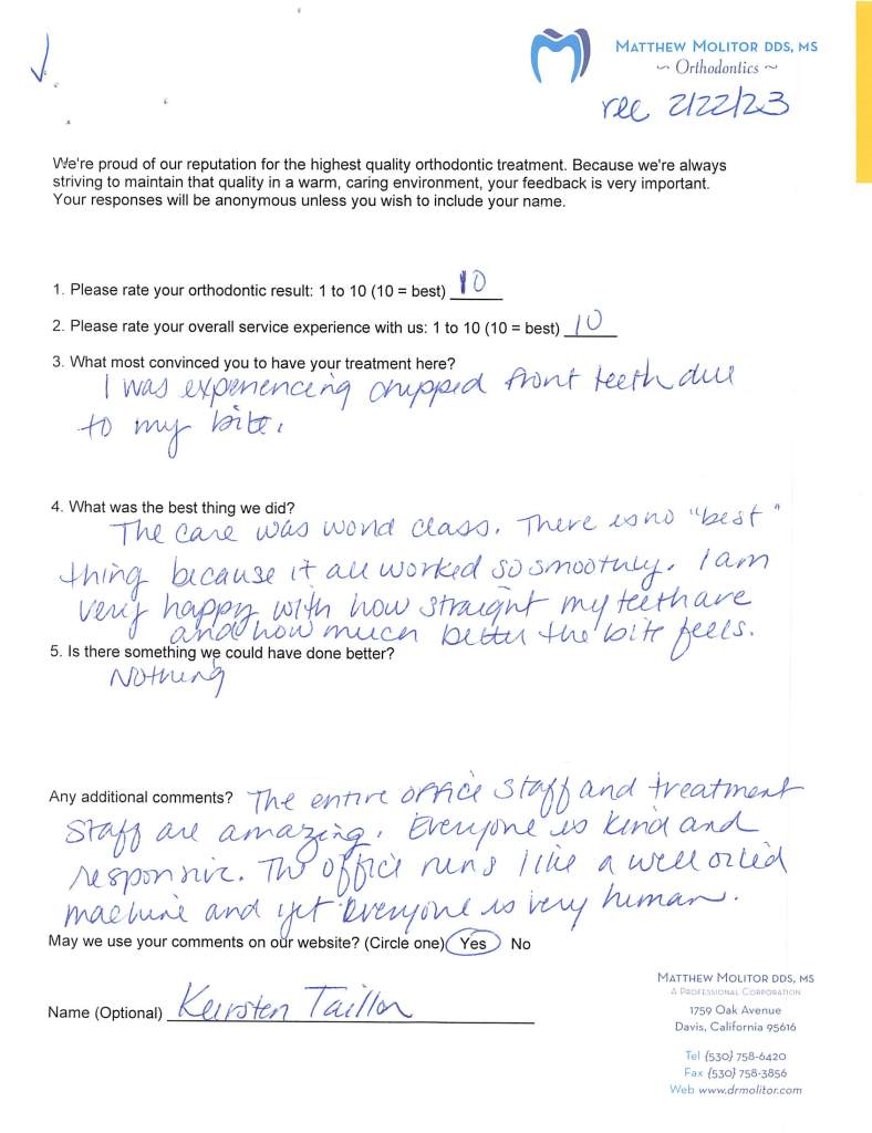 written patient testimonial