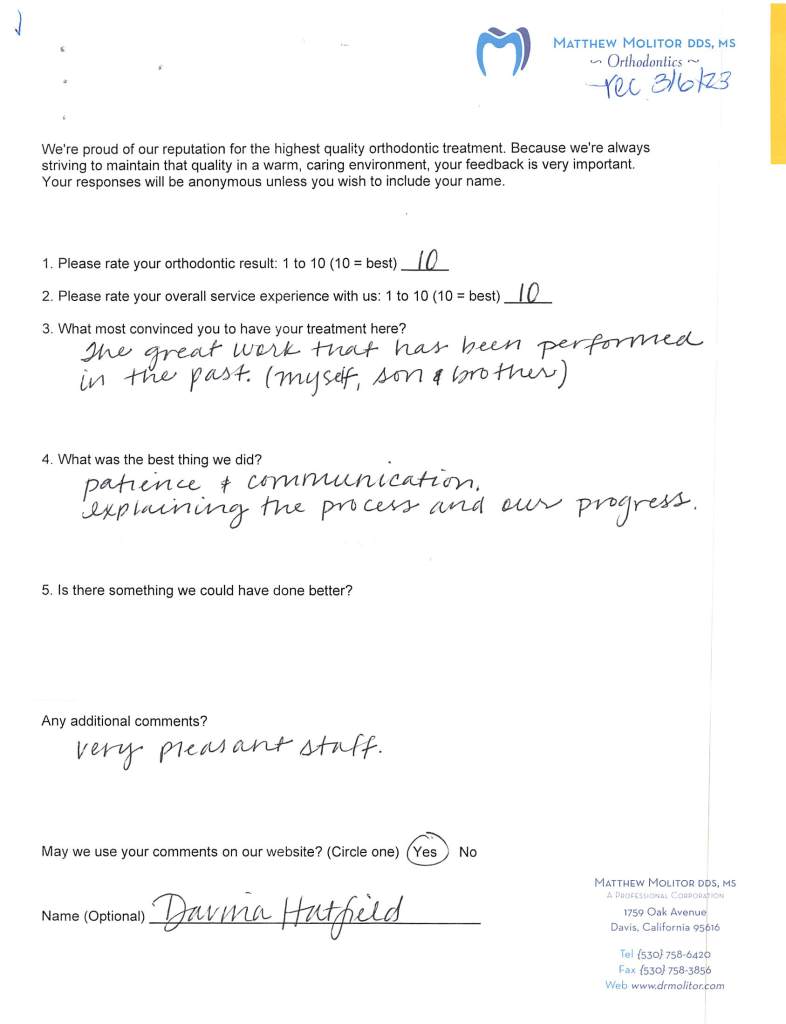 written patient testimonial